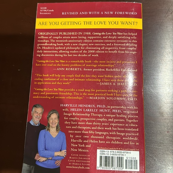 Book Getting the Love You Want A Guide for Couples by Harville Hendrix PhD - Picture 2 of 2